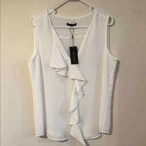 Tommy Hilfiger White Ruffle Sleeveless Blouse